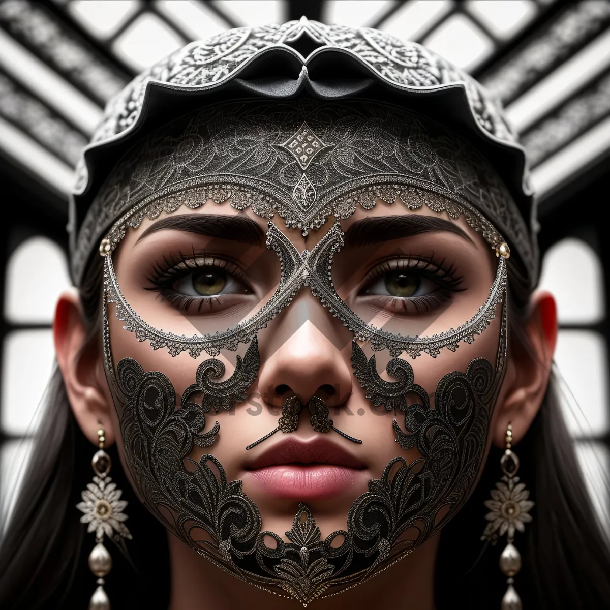 Picture of Mysterious Venetian Lady in Attractive Mask