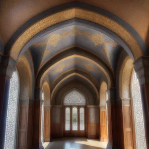 Anteroom of Ancient Cathedral: Majestic Stone Architecture and Historic Windows