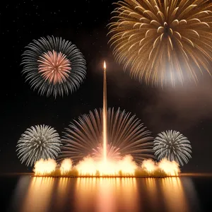 Festive Night Fireworks Explosion