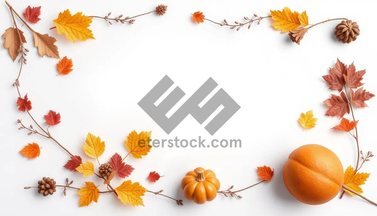 Picture of Autumn Floral Frame with Orange and Yellow Leaves