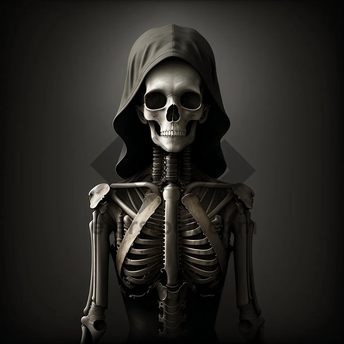 Picture of Macabre Man: Anatomical Skeleton Head in Black