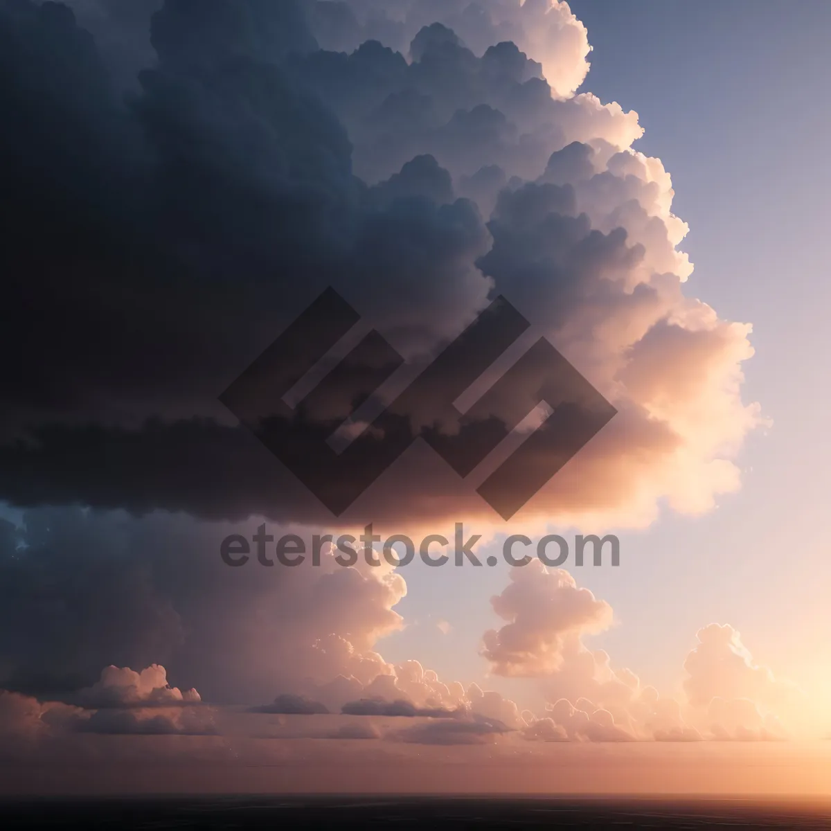 Picture of Vibrant Sunset Sky with Fluffy Clouds