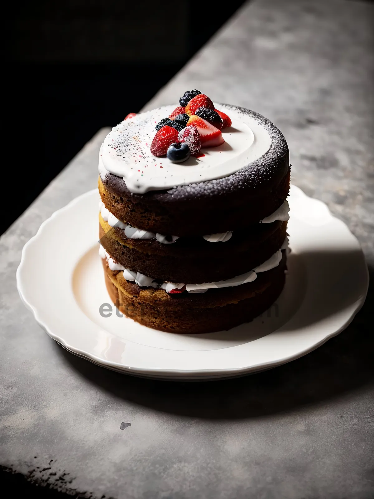 Picture of Delicious Fruit Cake with Cream & Mint