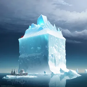 Majestic Arctic Glacier under Brilliant Winter Skies.