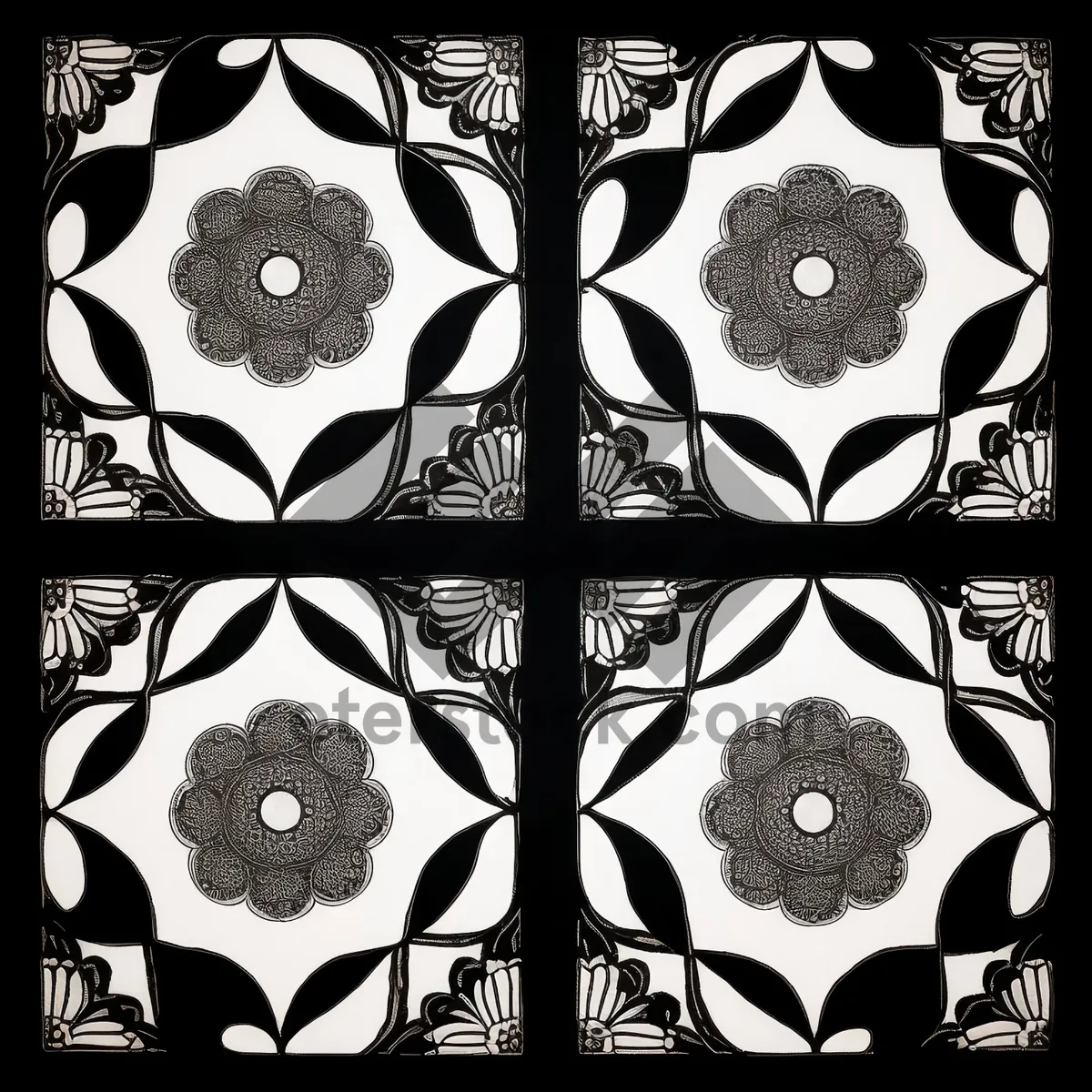 Picture of Elegant Damask Floral Tile Pattern - Vintage Décor