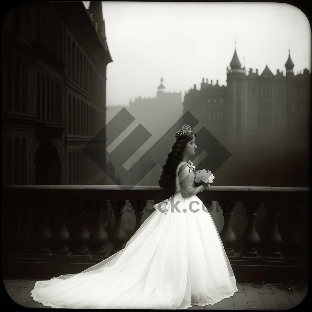 Picture of Fashionably Happy Bride and Groom Embrace Love