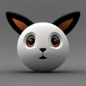 Cute Bunny Cartoon Icon with 3D Expression