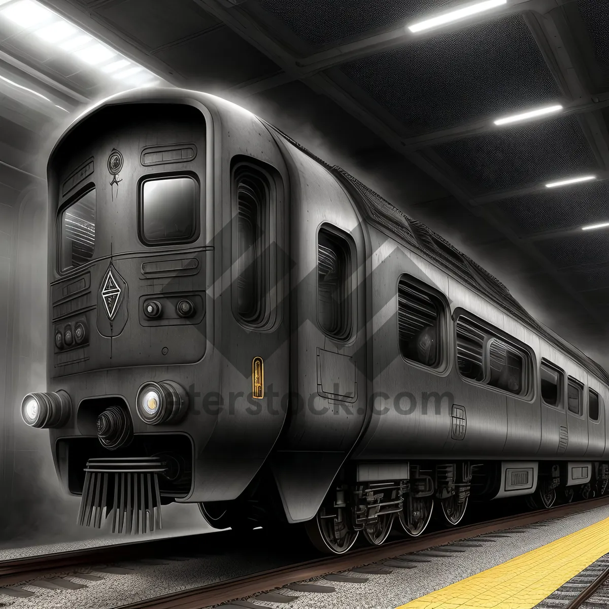Picture of Urban Transit: Speeding Subway Train at Station