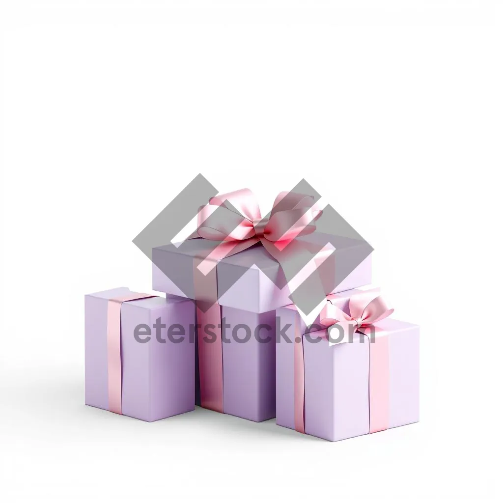 Picture of 3D Lilac Gift Box with Ribbon and Card