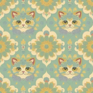 Floral Damask Vintage Wallpaper: Elegant, Retro Textile Design