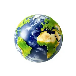 3D Earth Globe Icon with World Map Design