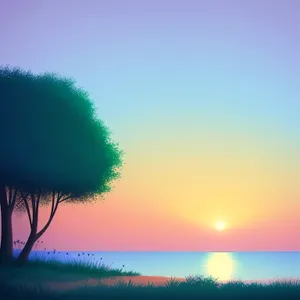 Radiant Sunset Over Serene Landscape