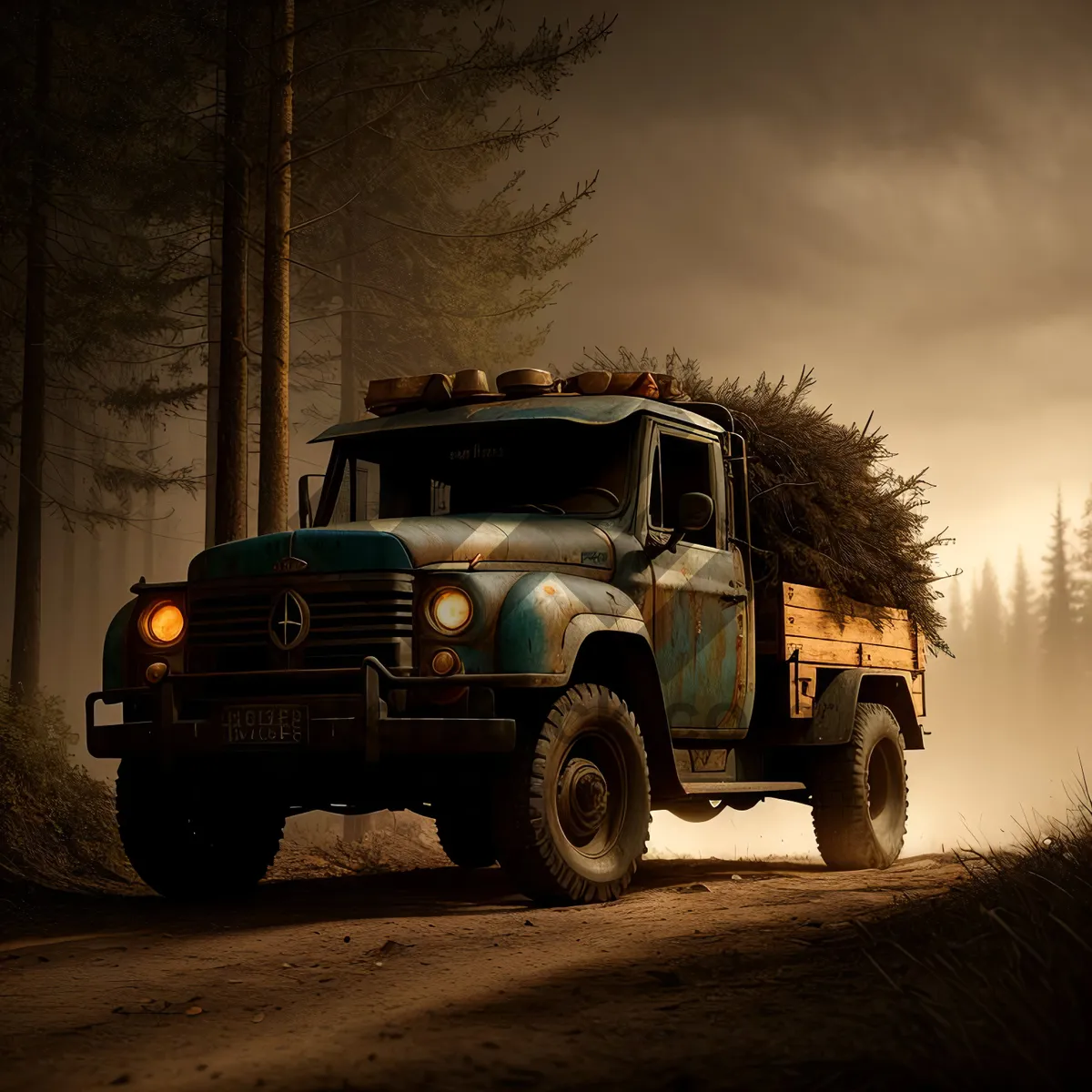 Picture of Road Warrior: A Powerful Jeep Truck on Wheels