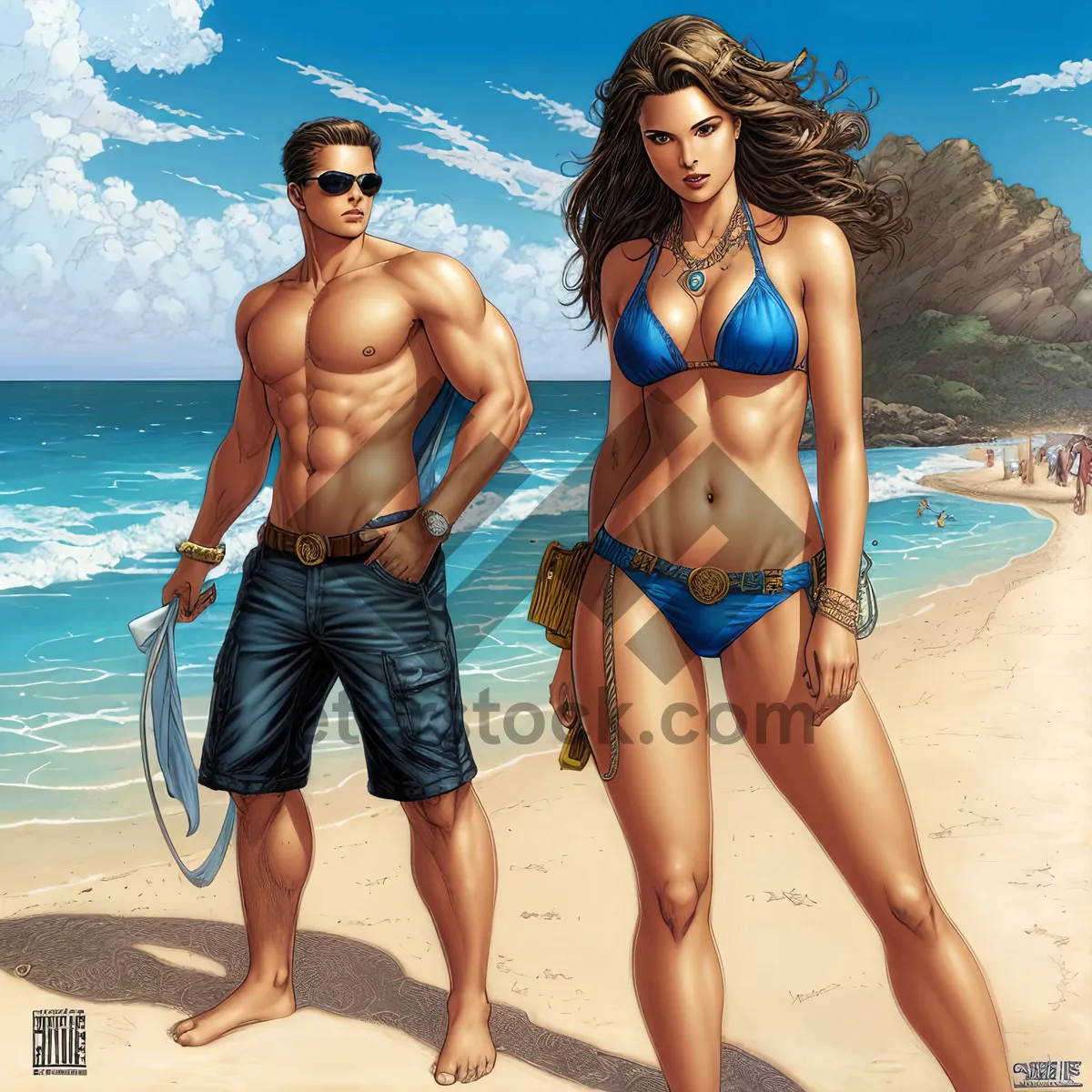 Picture of Summer Fun: Attractive Model Exuding Vacation Vibes in Beachwear