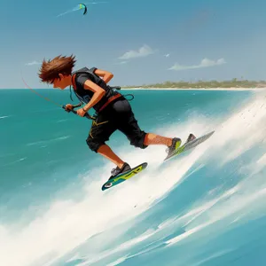Surfer having fun at the beach on a sunny day