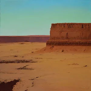 Desert Fortress: Ancient Stone Castle Surrounded by Sand