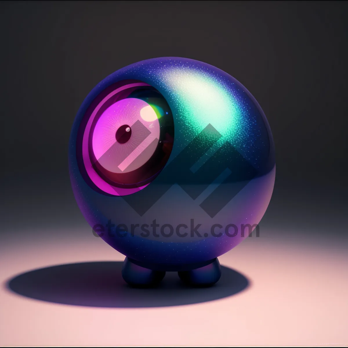 Picture of Shiny 3D Glass Button Icon with Planet Symbol