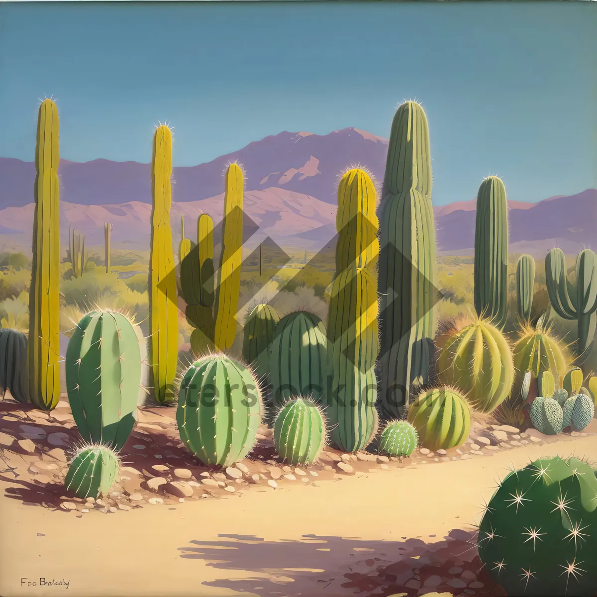 Picture of Saguaro Cactus in Desert Landscape, Underneath the Sky