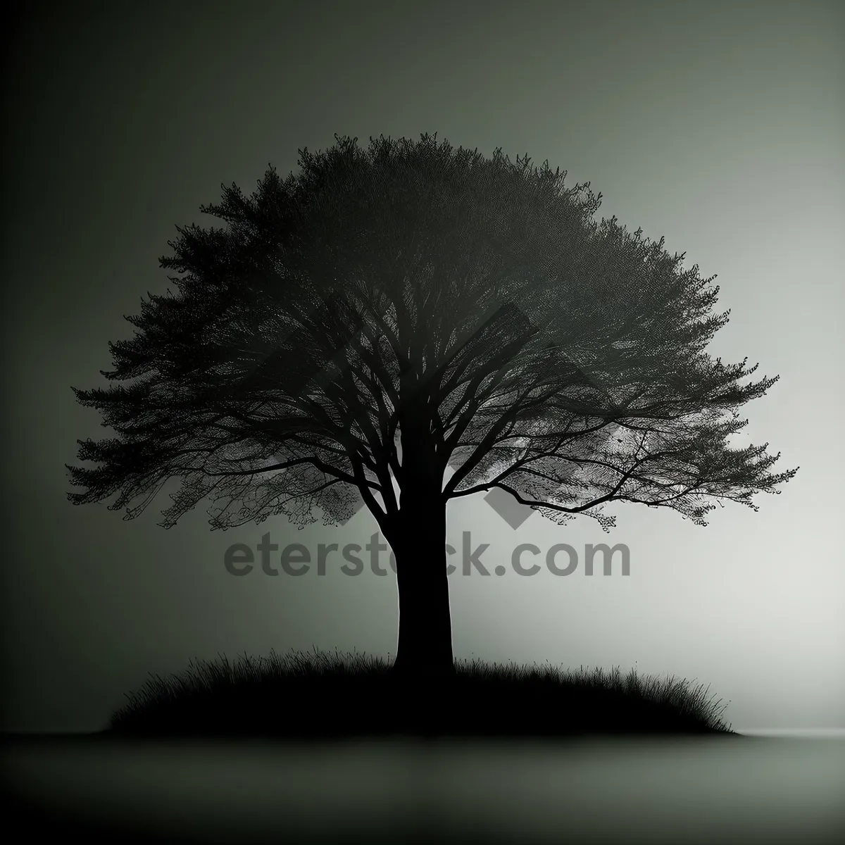 Picture of Serene Oak at Sunset Amongst Rustling Grass