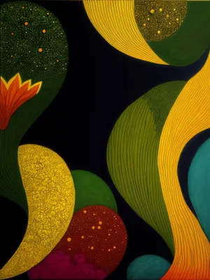 Orange Wave: Artistic Aquatic Plant Wallpaper Design