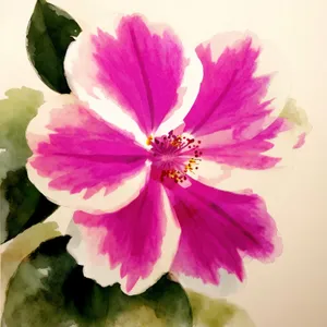 Pink Blossoming Mallow in Summer Garden