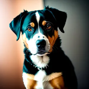 Adorable Purebred Swiss Mountain Dog in Studio Portait