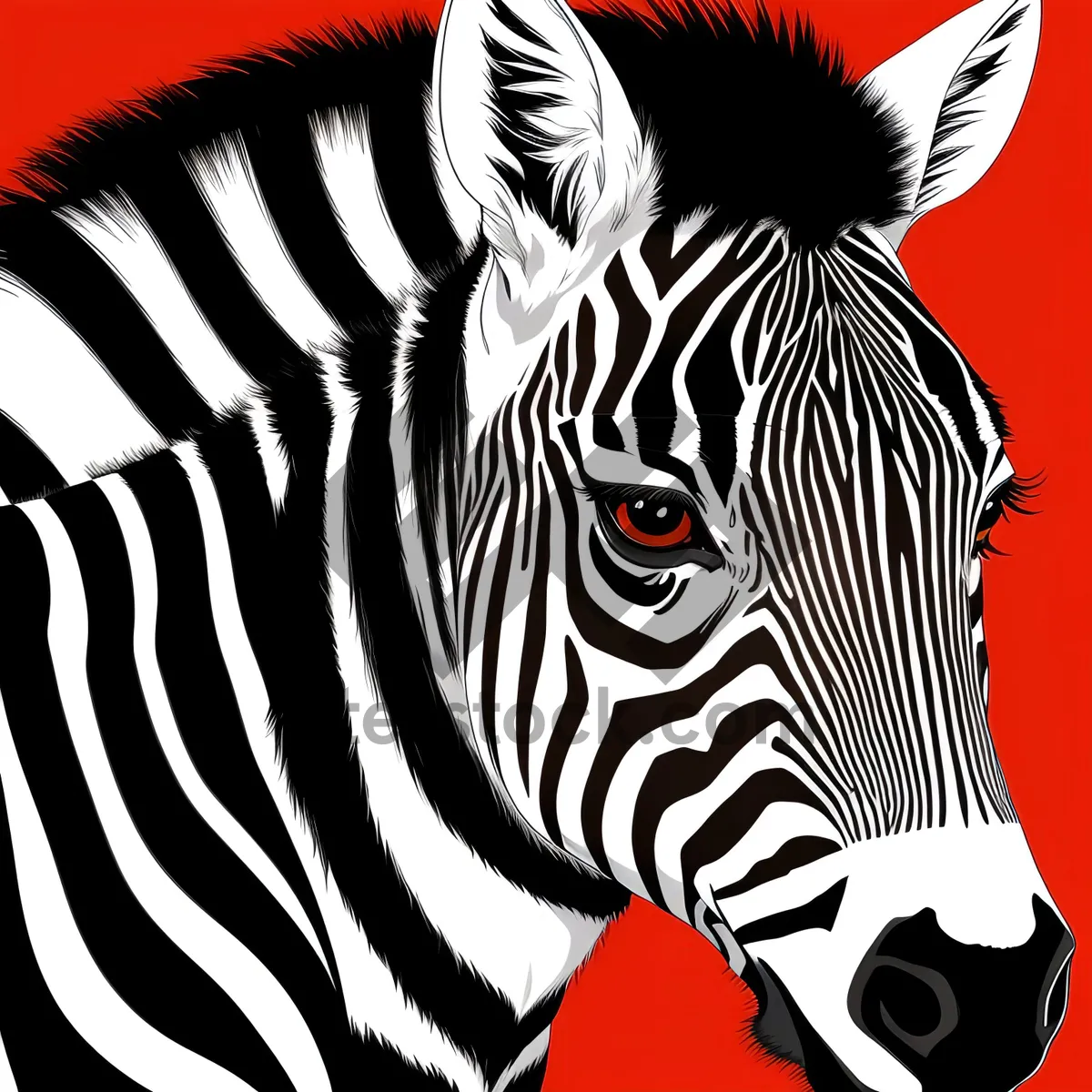 Picture of Striped Zebra Grazing in African Wilderness