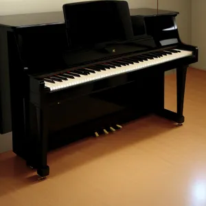 Black Grand Piano with Music Stool - Classical Keyboard Instrument.