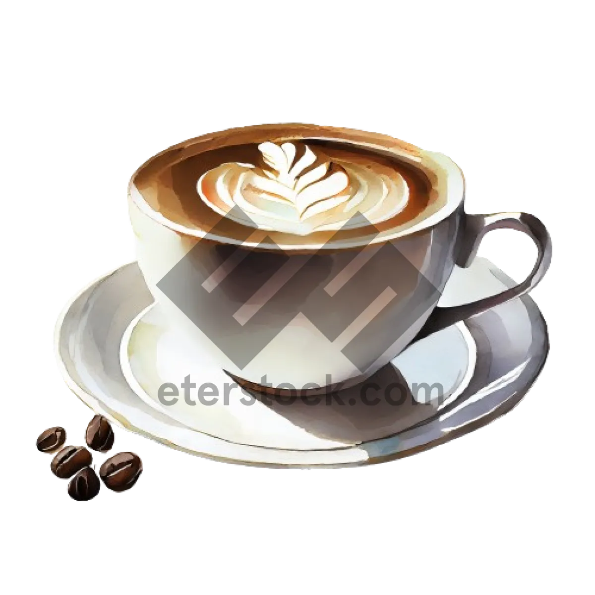 Picture of Hot Cappuccino on Black Ceramic Saucer