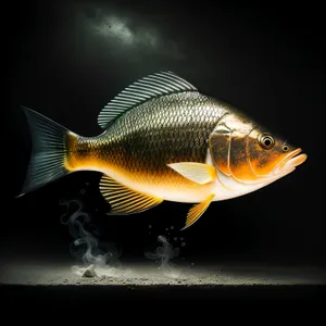 Glistening goldfish swimming gracefully in aquarium waters.