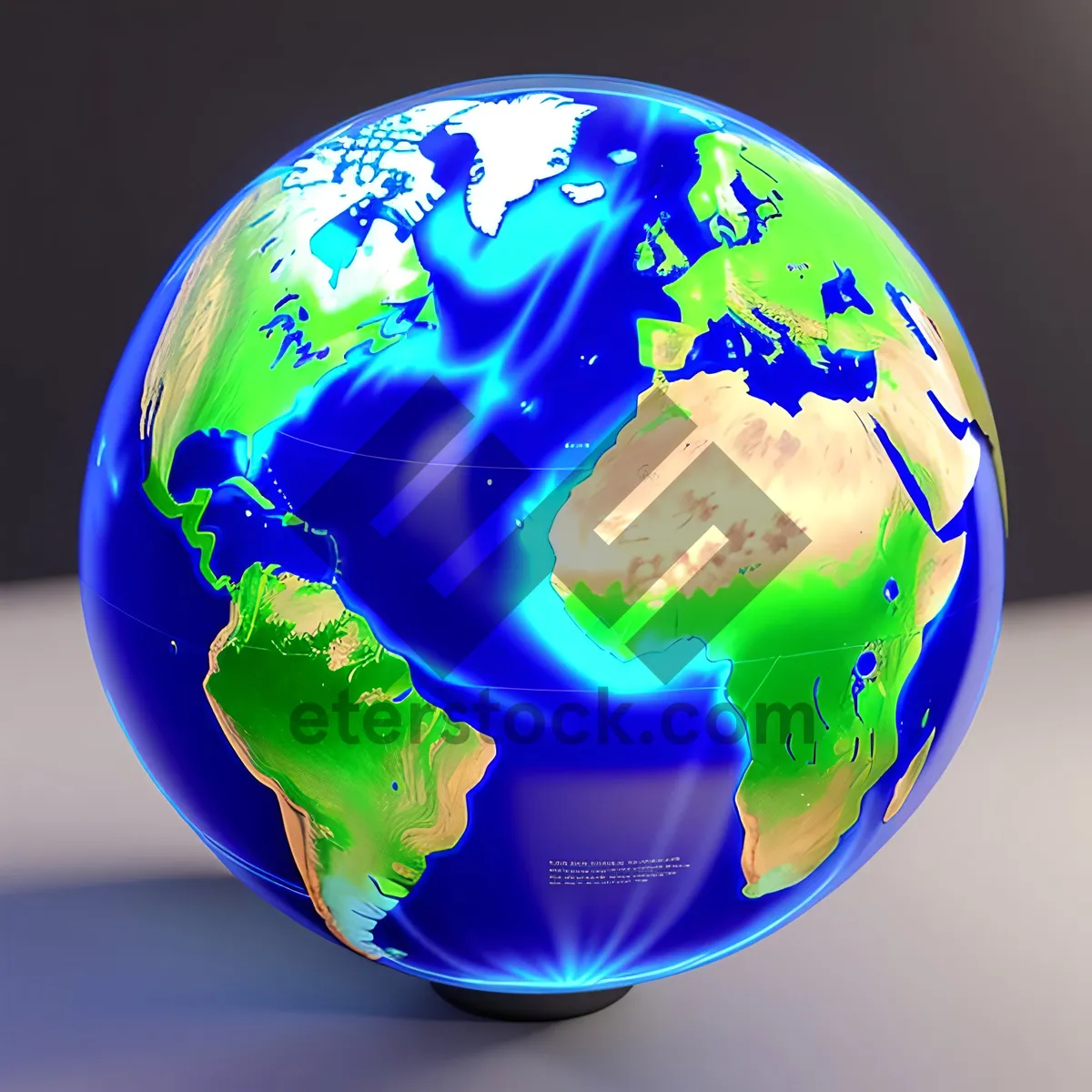 Picture of Global Earth Map in 3D: World's Continents and Oceans