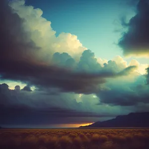Golden Horizon: Majestic Mountain Sunset