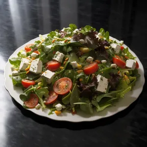 Healthy gourmet salad with fresh vegetables on plate