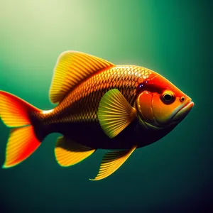 Vibrant Goldfish Reflection in Aquatic Waves