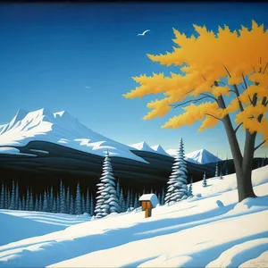 Winter Wonderland: Majestic Snowy Mountain Landscape