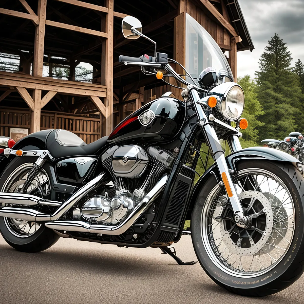 Picture of Speedy Motorcycle with Helmet and Sidecar