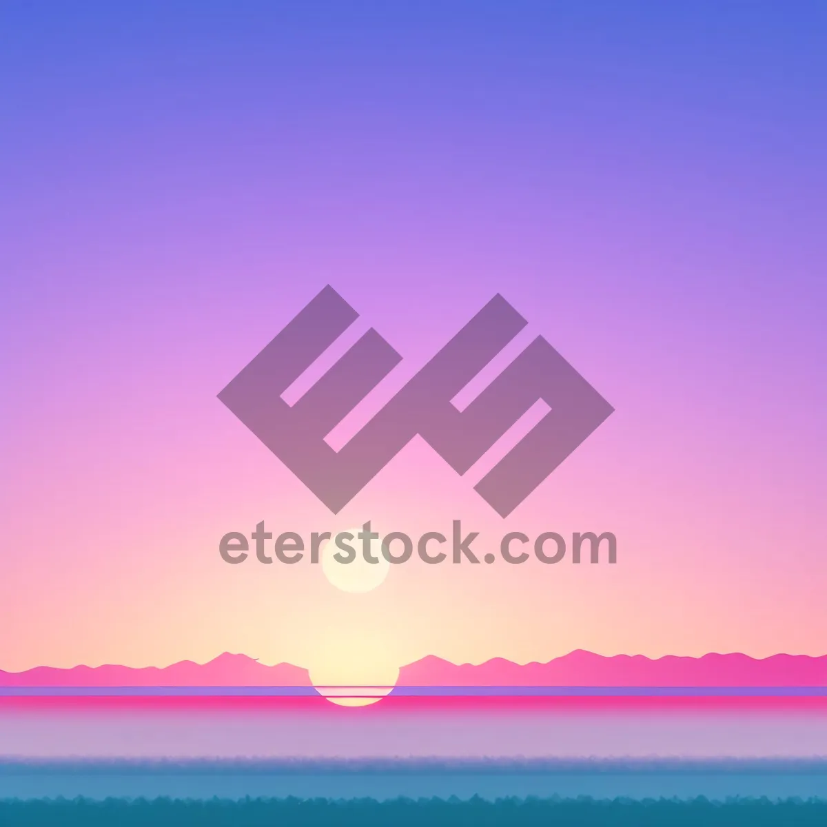 Picture of Serene Sunset over Clear Ocean Horizon