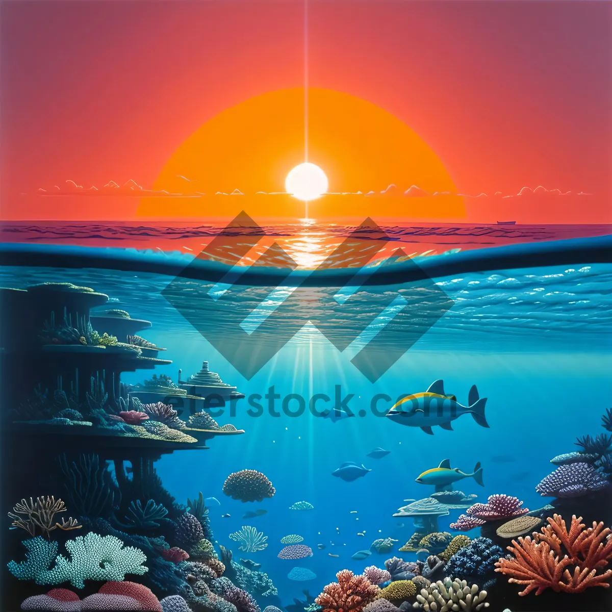Picture of Serene Sunset Over a Tranquil Beach