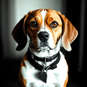 Adorable Beagle Puppy with Collar - Studio Portrait