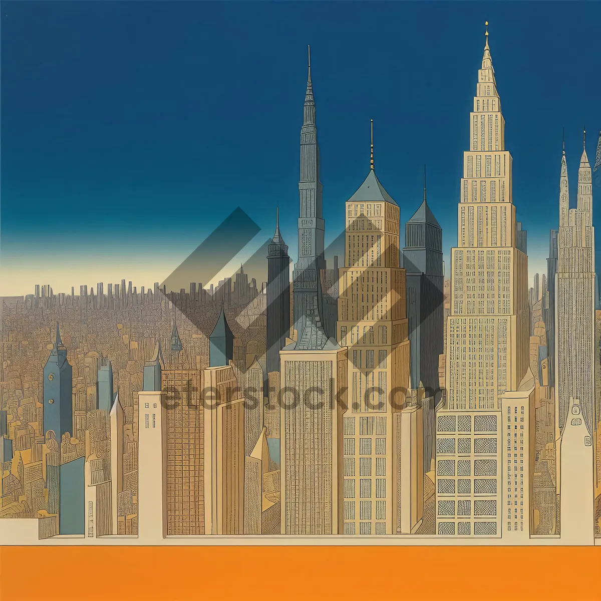 Picture of Cityscape Reflections: Towering Skyscrapers and River