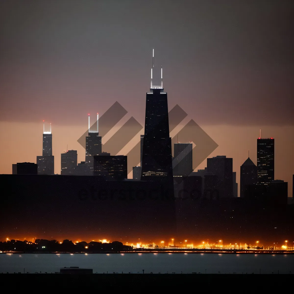 Picture of Cityscape Reflections: Twilight Skyscrapers by the River
