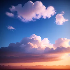 Summer Sky: Clear Azure Day with Fluffy Clouds.