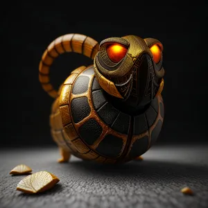 Close-up of Reptilian Grenade: Snake and Beetle