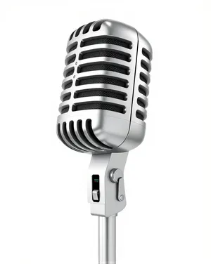 Vintage microphone on stage for live performance.