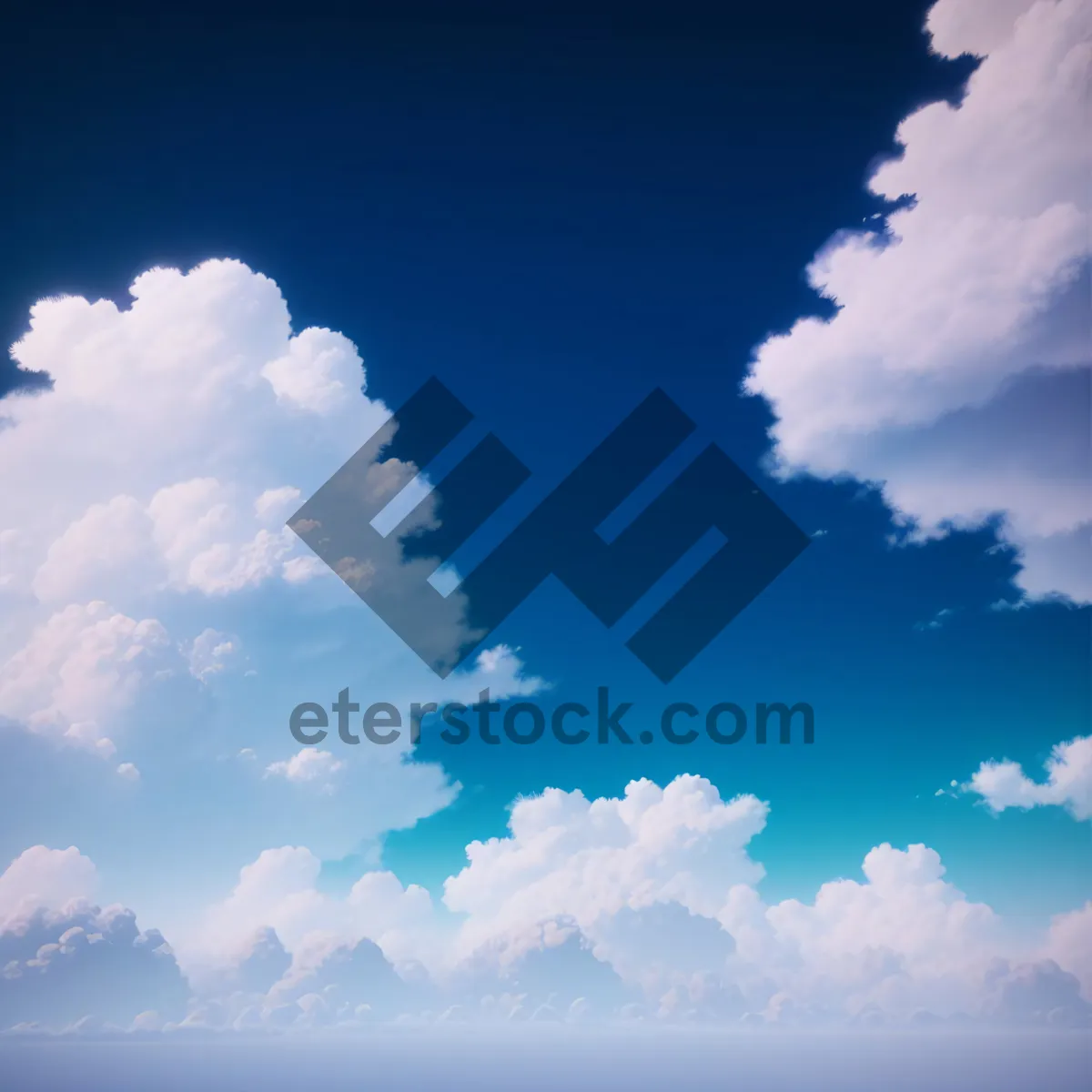 Picture of Vibrant Summer Sky with Fluffy Clouds