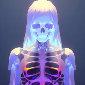 Transparent Skeleton Bust - Anatomical 3D Graphic