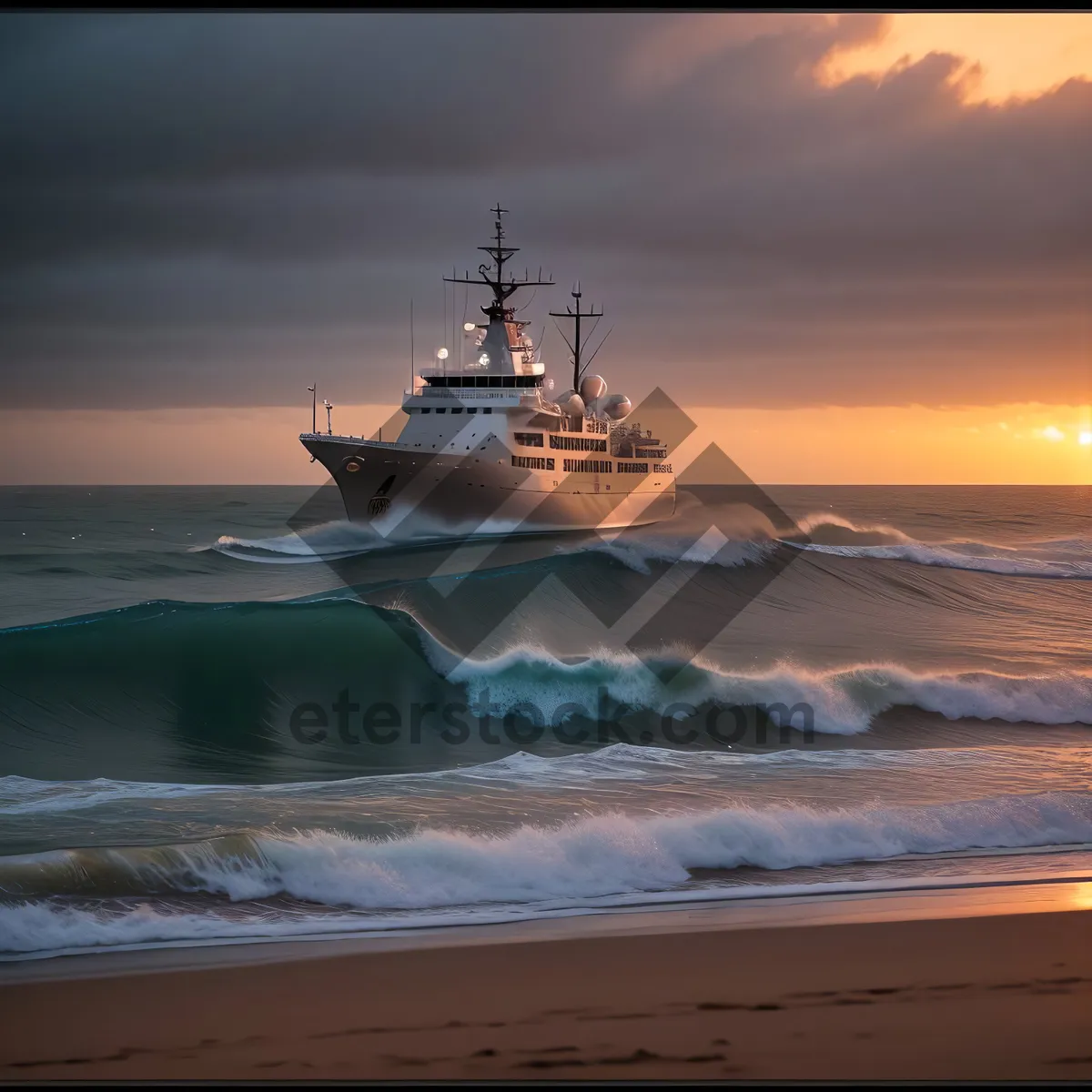 Picture of Nautical Cargo Ship at Coastal Port