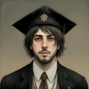 Smiling man in stylish suit and hat holding umbrella