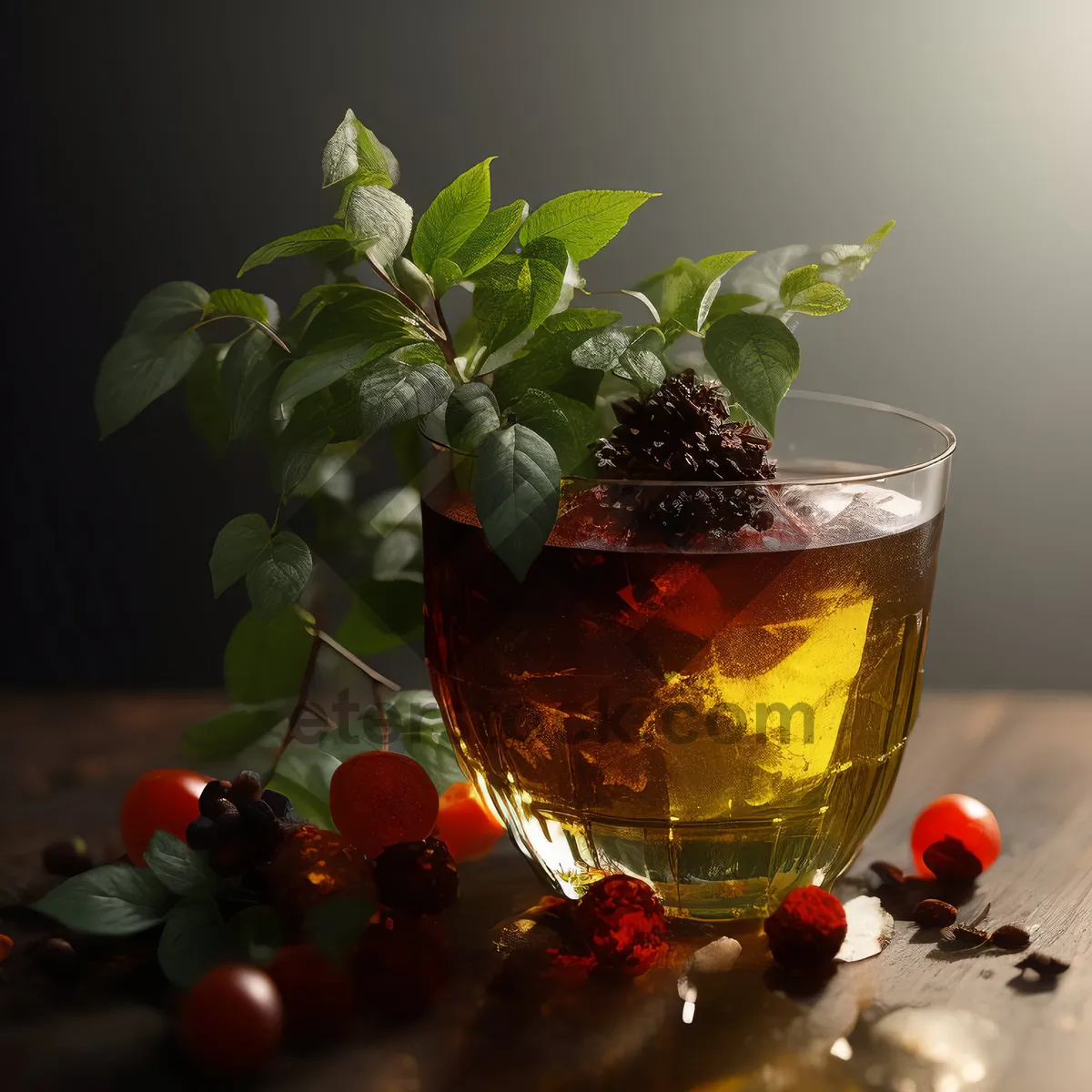 Picture of Berry Wineglass on Restaurant Table for Party Celebration