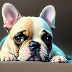 Adorable Wrinkle-faced Bulldog Sitting In Studio